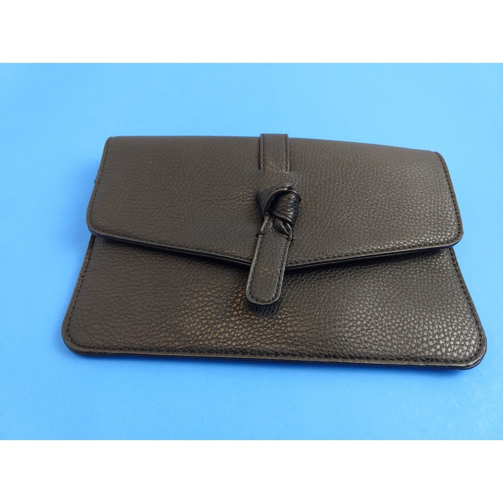 Charming Charlie Women Black Faux Leather Purse Bag Clutch Knot Detail